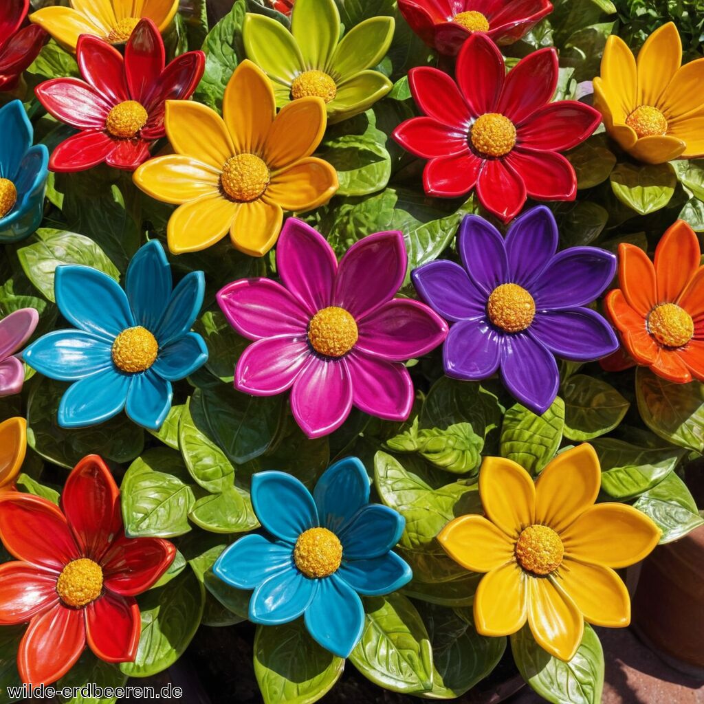 Keramik Blumen » Farbenfrohes Highlight im Beet