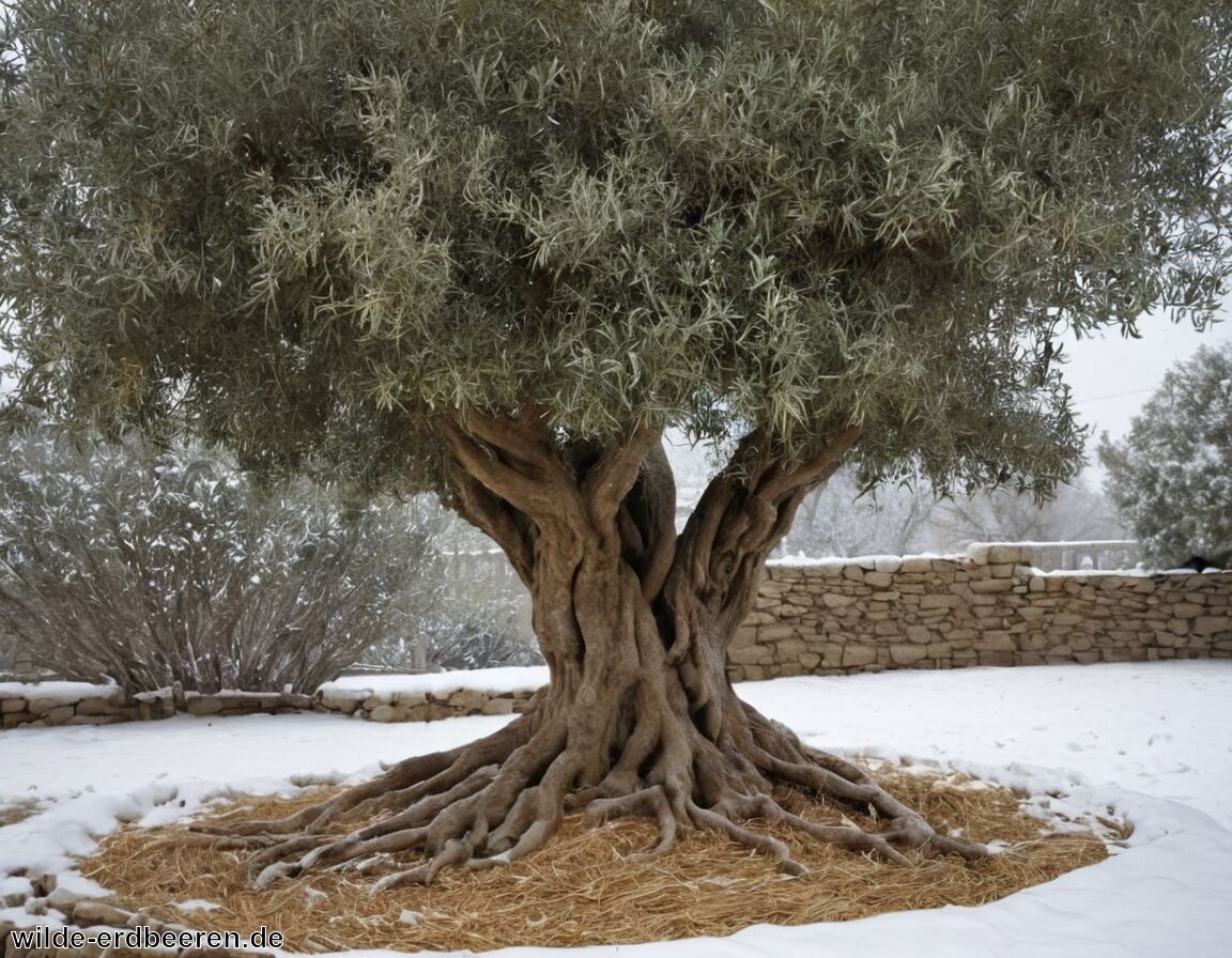 Wurzelbereich besonders gut vor Frost schützen   - Olivenbaum winterhart » So kommt er durch den Winter