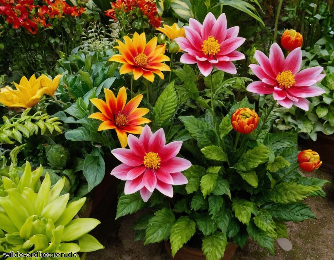 Kombinierbar mit echten Blumen und Pflanzen - Keramik Blumen » Farbenfrohes Highlight im Beet