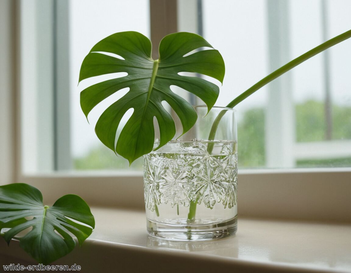 Steckling ins Wasserglas stellen - Monstera Ableger » So klappt die Vermehrung kinderleicht