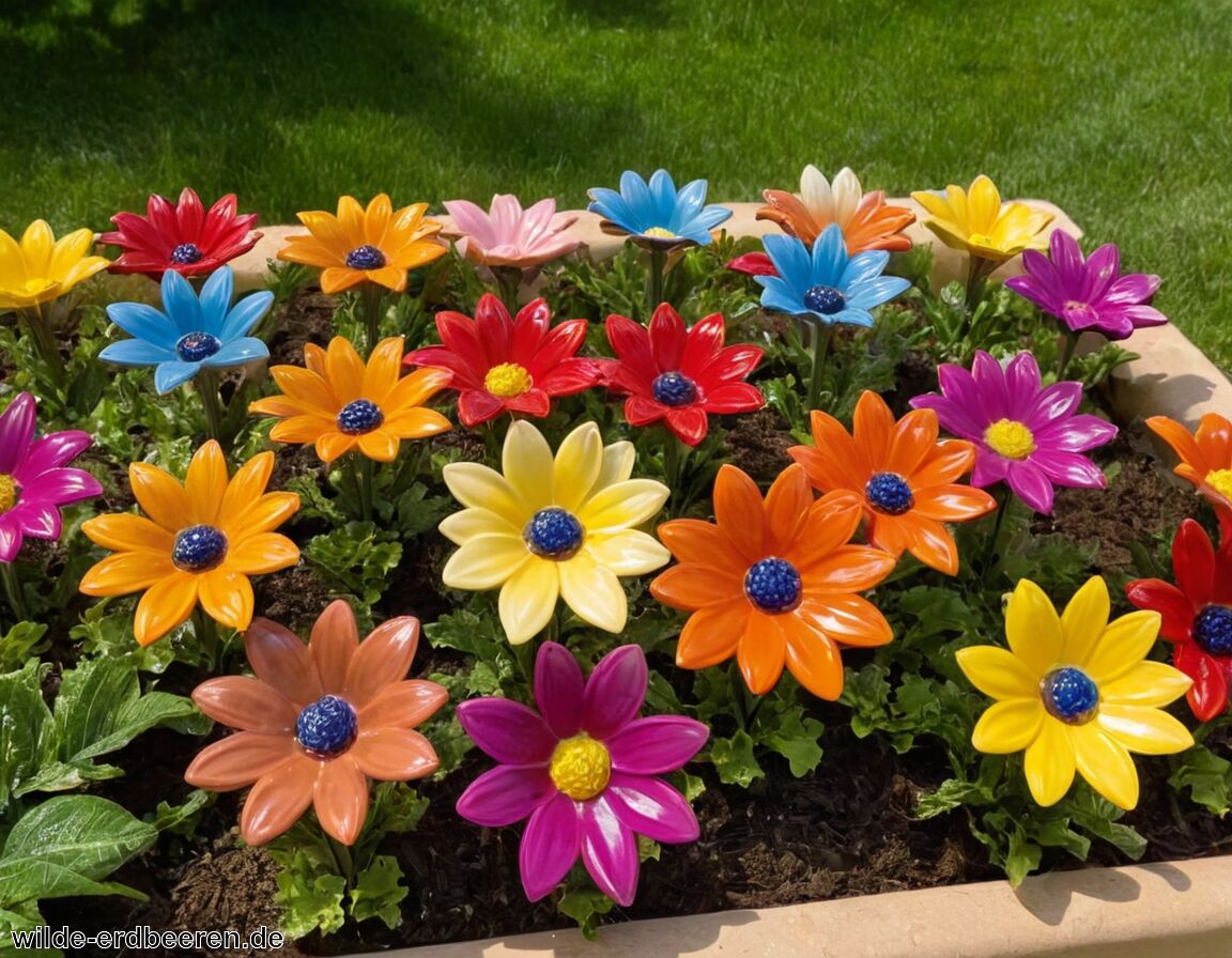 Einfaches Platzieren ohne großen Pflegeaufwand - Keramik Blumen » Farbenfrohes Highlight im Beet