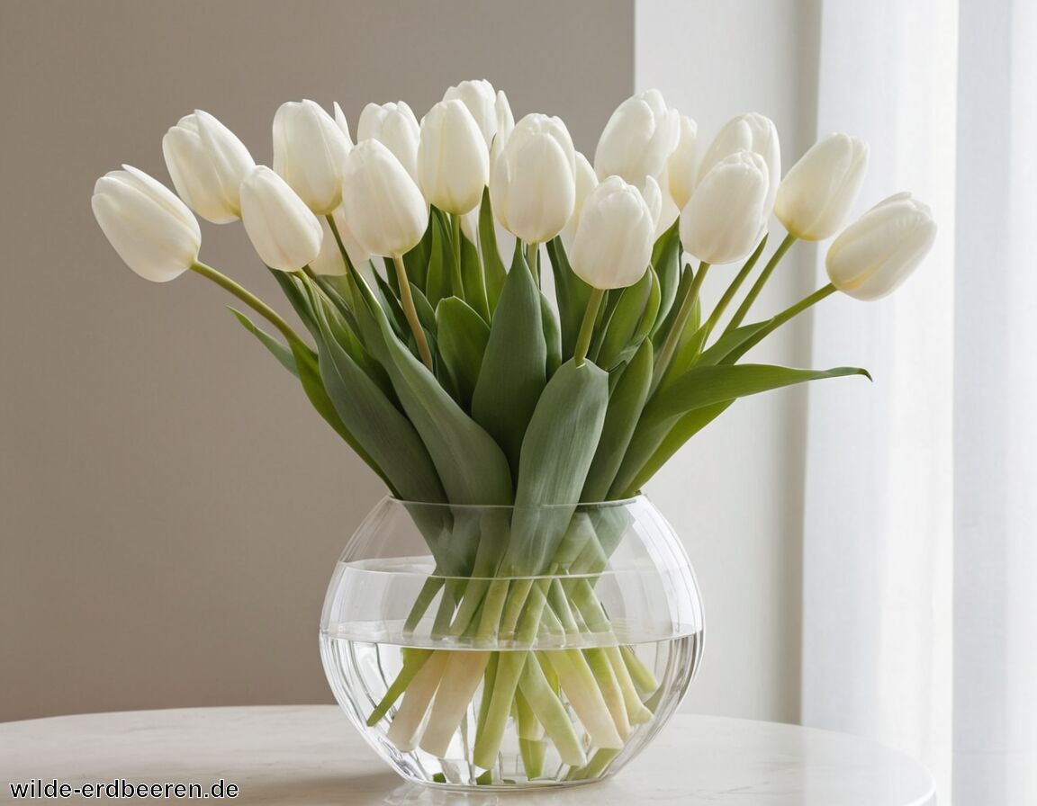 Weiße Tulpen als edle Schnittblumen für Vasen   - Weiße Tulpen » Eleganz für Beete und Vasen