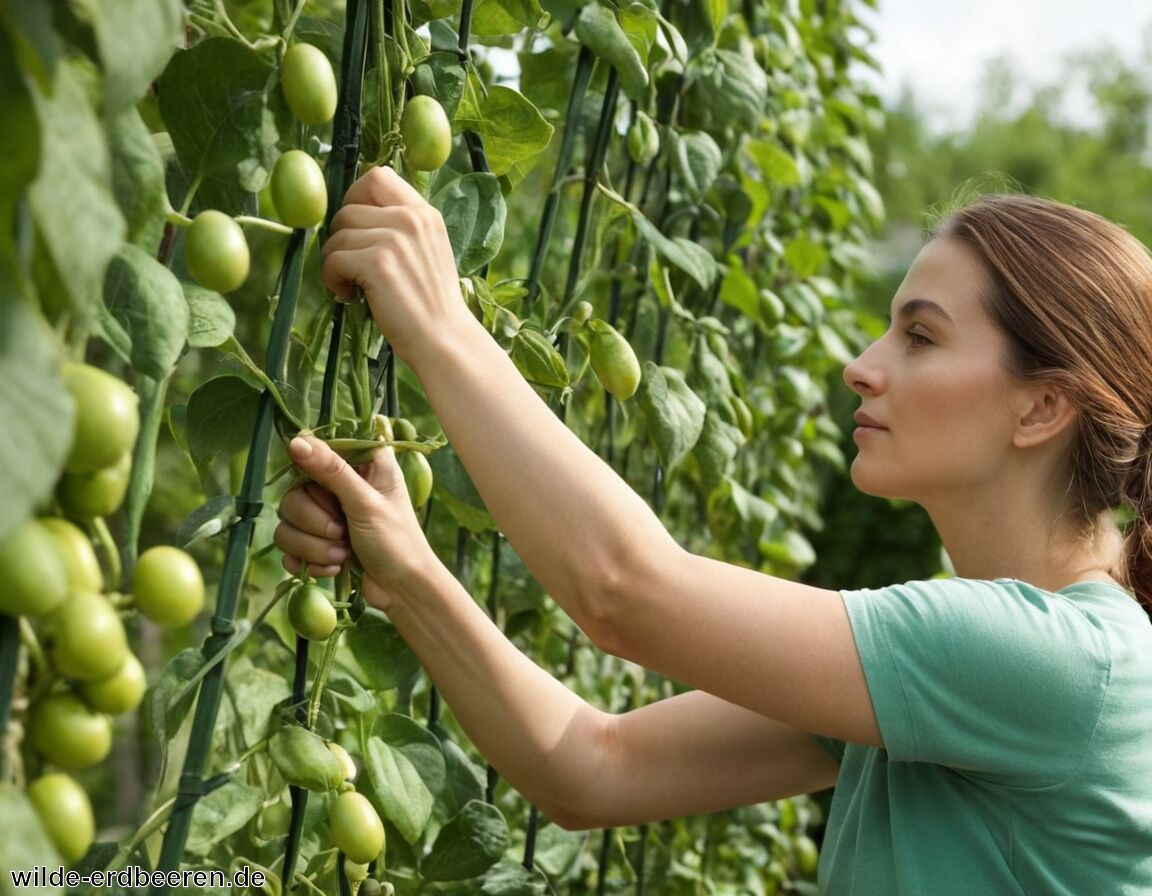 Regelmäßig nachstützen und fixieren   - Bohnen Rankhilfe » So wachsen sie sicher in die Höhe