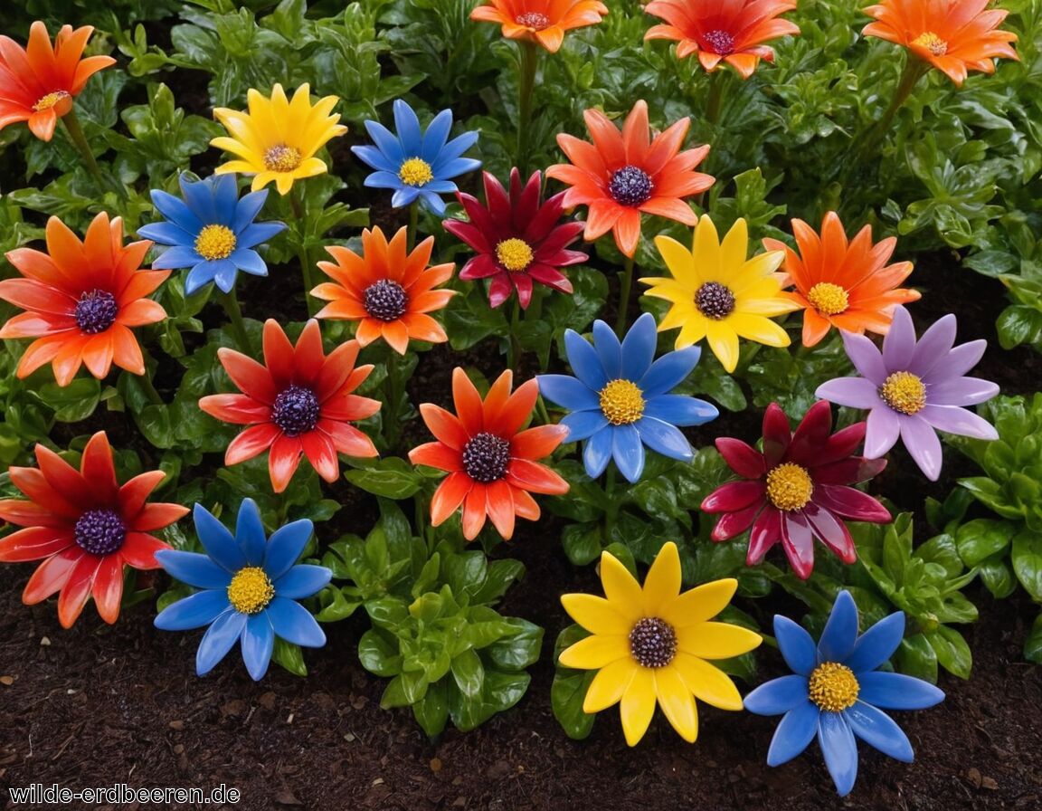 Keramik Blumen » Farbenfrohes Highlight im Beet